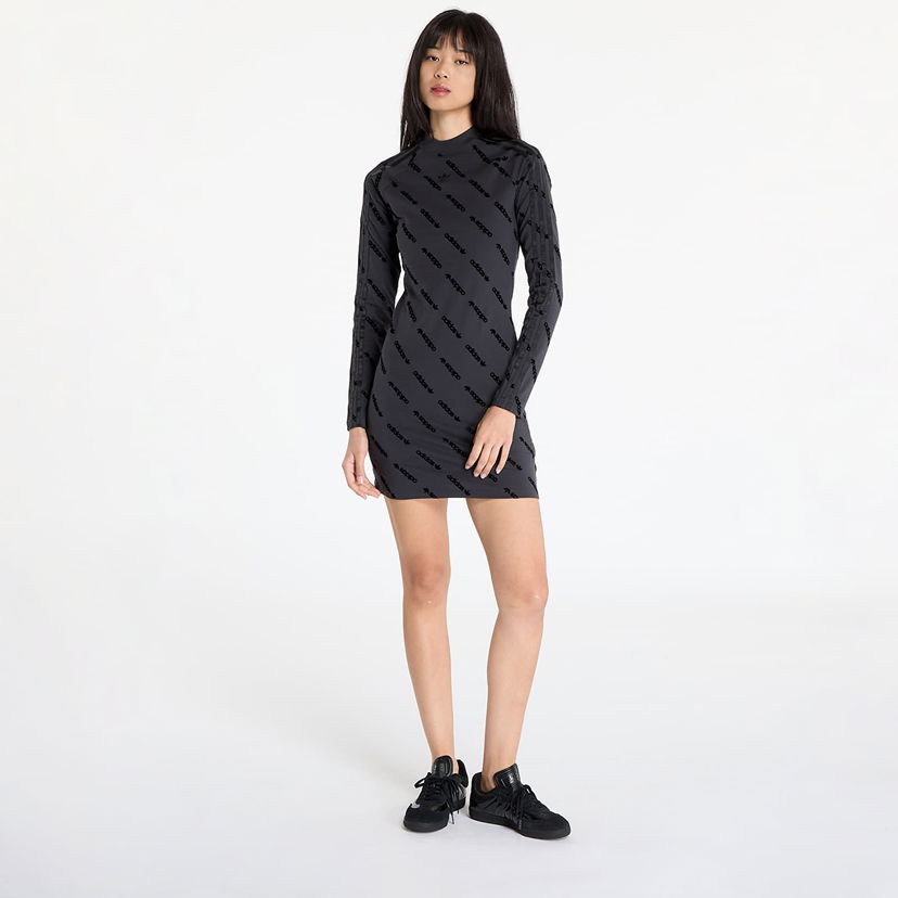 Klä adidas Originals Dress adidas Monogram Bodycon Dress Carbon S Svart | JE8358