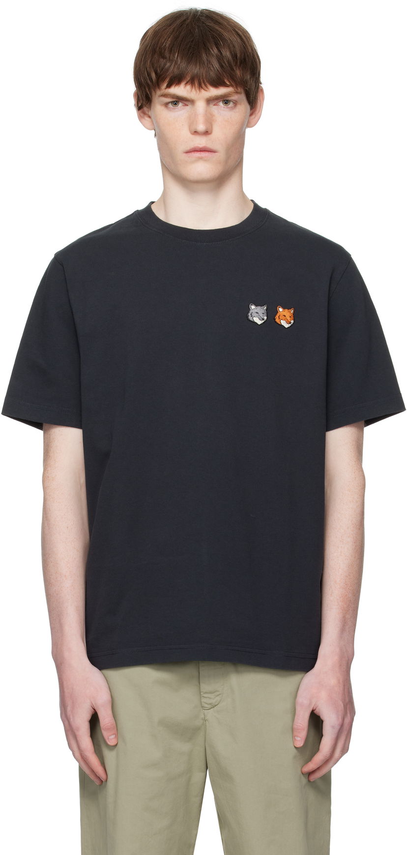 T-shirt MAISON KITSUNÉ Maison Kitsuné Double Fox Head Comfort T-Shirt Svart | OM011CFKJ0118