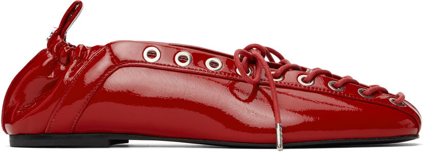 Kläder GANNI GANNI Lace-Up Ballerina Flats Röd | S3087