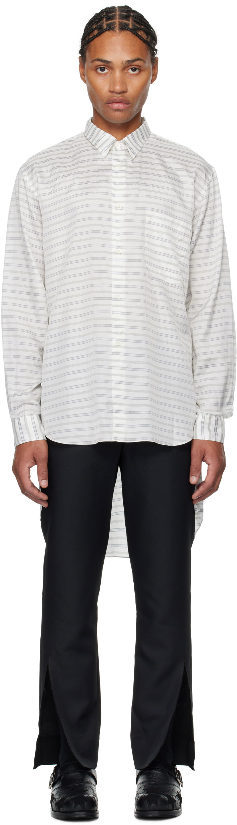 Skjorta Comme des Garçons Shirt Horizontal Stripe Vit | PN-B002-051