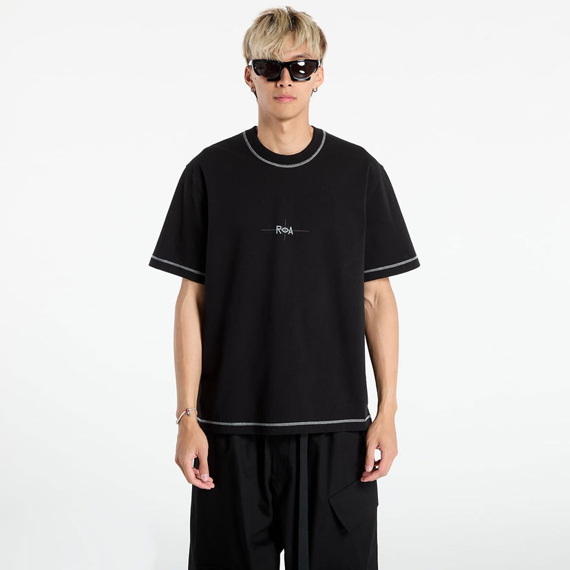 T-shirt ROA ROA Info Stitch Organic T-Shirt Svart | RBMW0545JY58 BLK0001