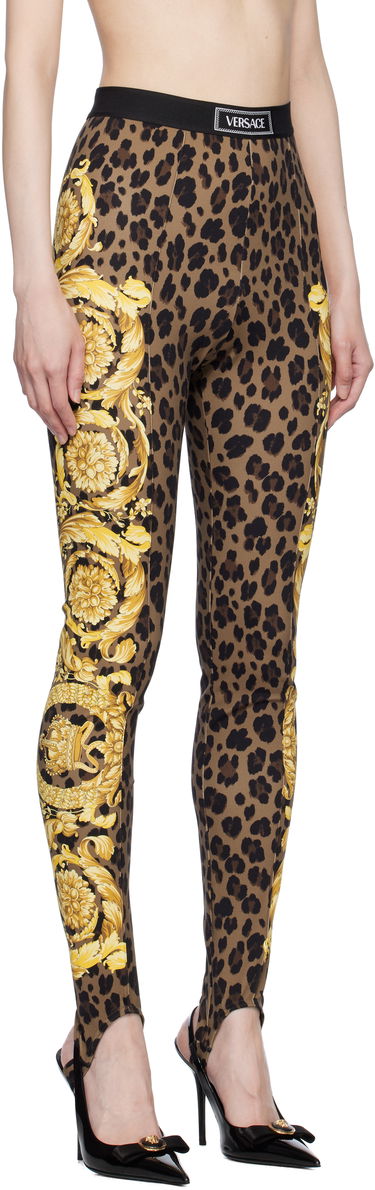 Damasker Versace Stirrup Leggings With Baroque Print Brun | 1015879_1A12087_5N440, 1