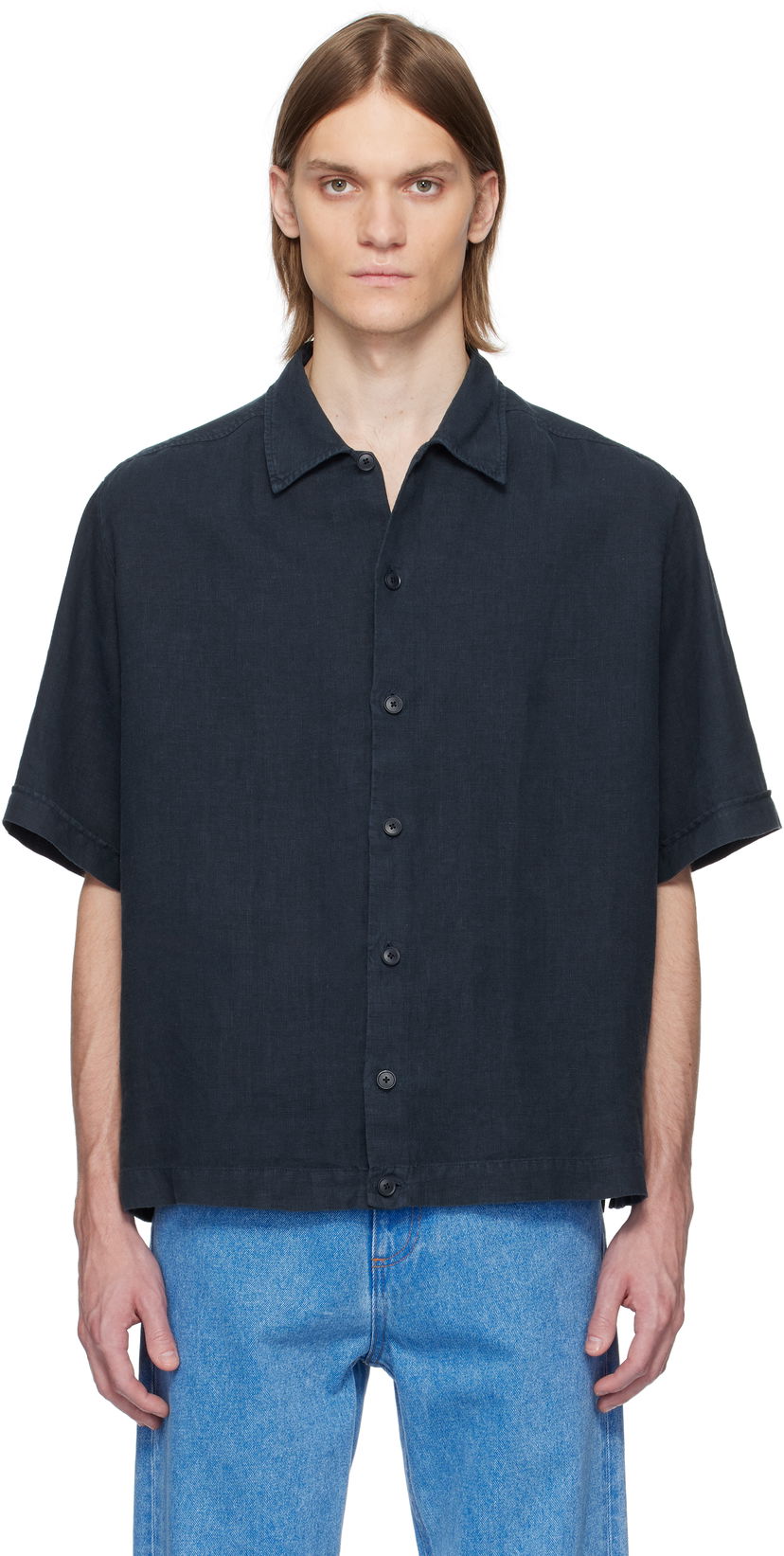 Skjorta BOSS BOSS Linen Resort Shirt Mörkblå | 50538880