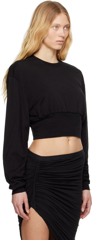 Sweater Rick Owens Rick Owens DRKSHDW Hollywood Tatlin Cropped Sweatshirt Svart | DS01E3225 BHDB, 1