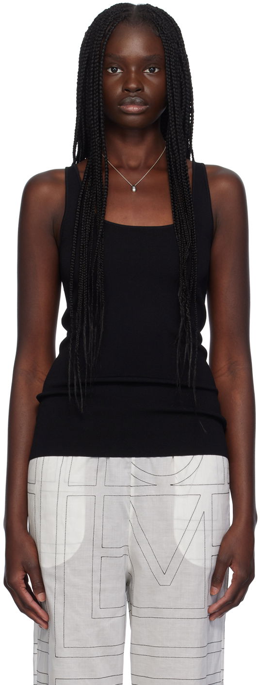 Linne TOTEME Scoop Neck Tank Top Svart | 243-WRT0349-YA0080