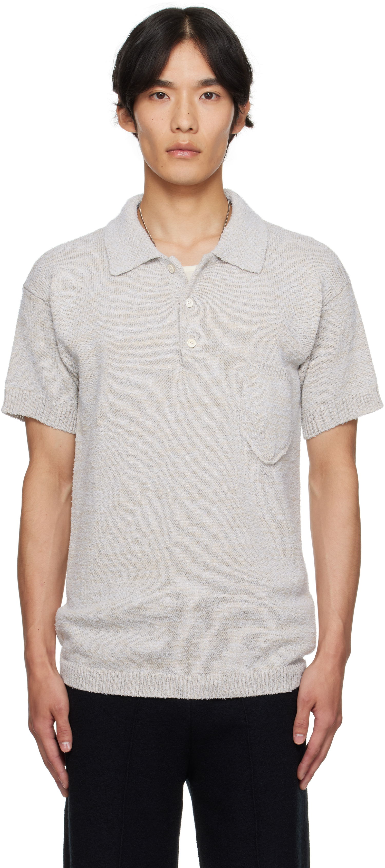 Polotröja Maison Margiela Maison Margiela Patch Pocket Knit Polo Beige | S50GL0062 M13152, 0