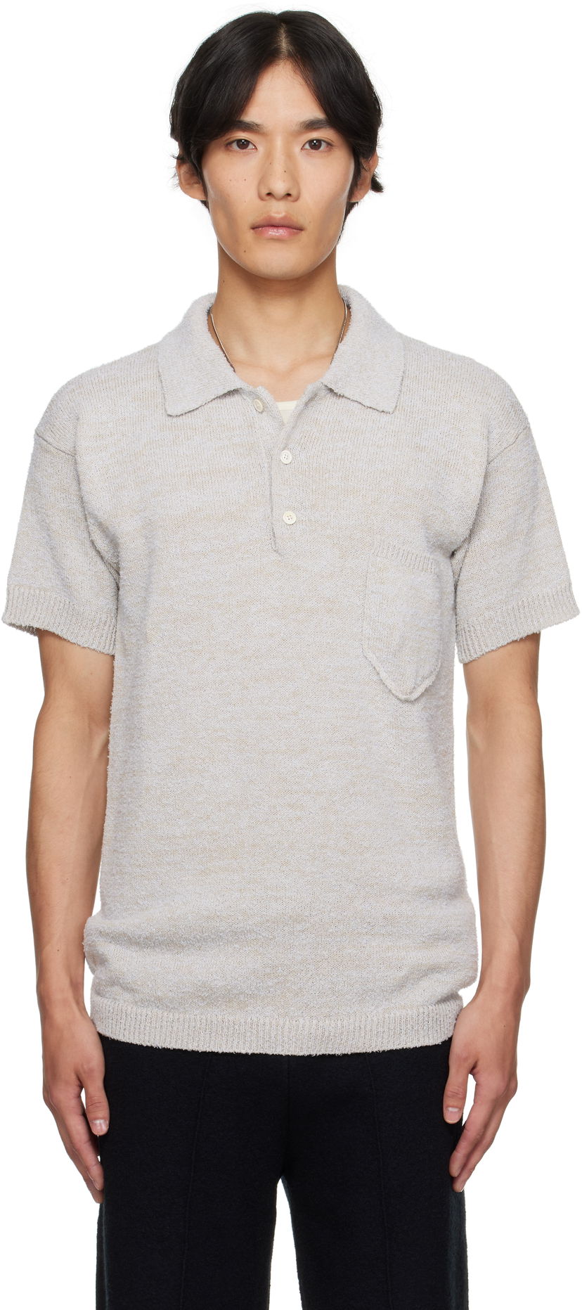 Polotröja Maison Margiela Maison Margiela Patch Pocket Knit Polo Beige | S50GL0062 M13152