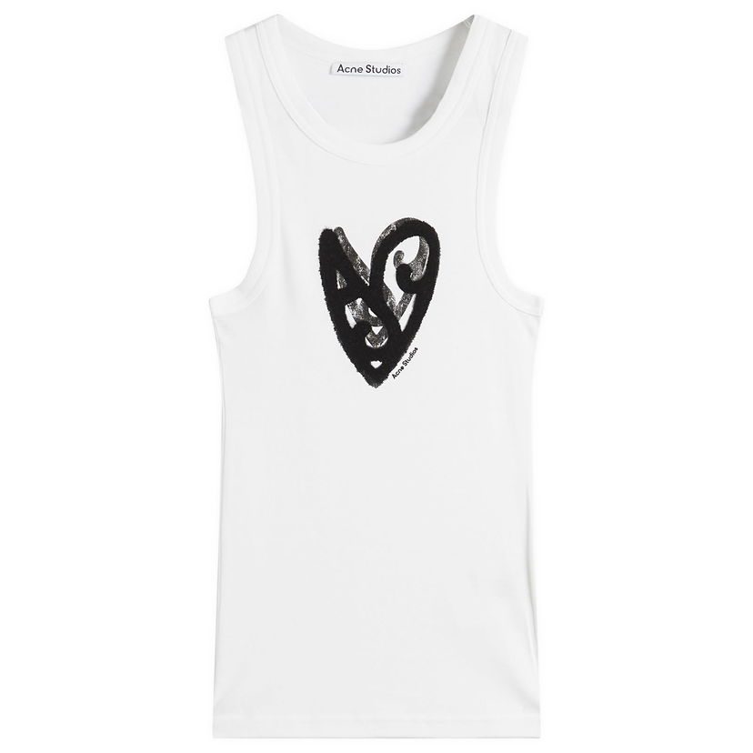 Linne Acne Studios Women's Sleeveless T-Shirt with AS Heart Print Vit | CL0358-183