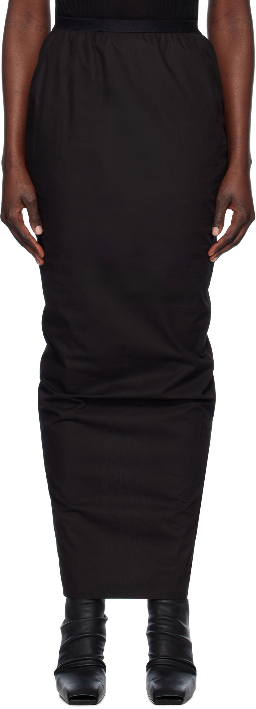 Kjol Rick Owens Rick Owens Hollywood Soft Pillar Maxi Skirt Svart | RP01E7331 P