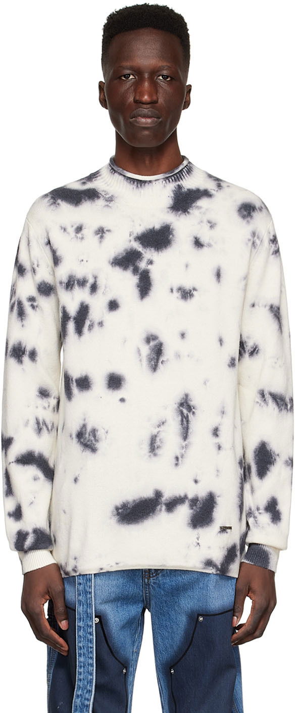 Sweater We11done Tie-Dye Wool Sweater Vit | WD-KT1-22-604-U-BK