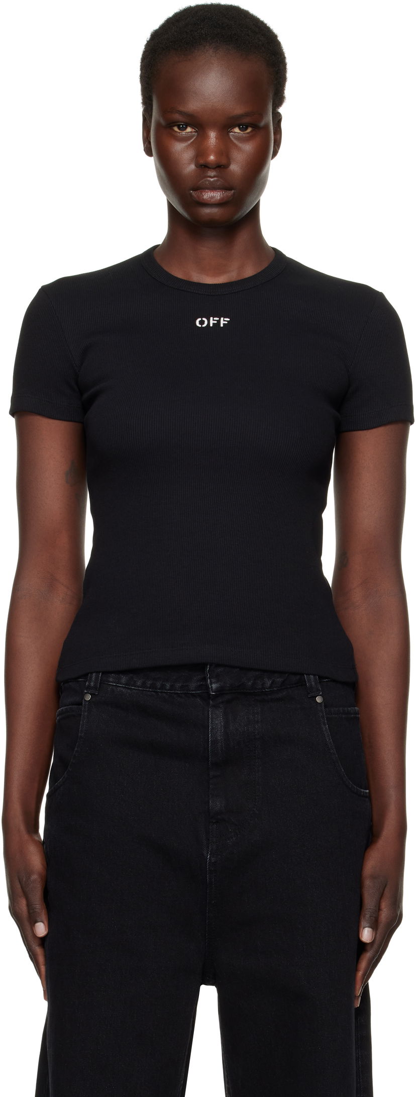 T-shirt Off-White Stamp Rib Basic T-Shirt Svart | OWAA065C99JER0051001