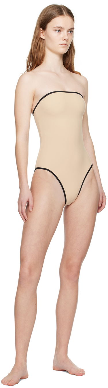 Badkläder TOTEME TOTEME Women's Bandeau One-Piece Swimsuit Beige | 241-WSW1027-FB0097, 3