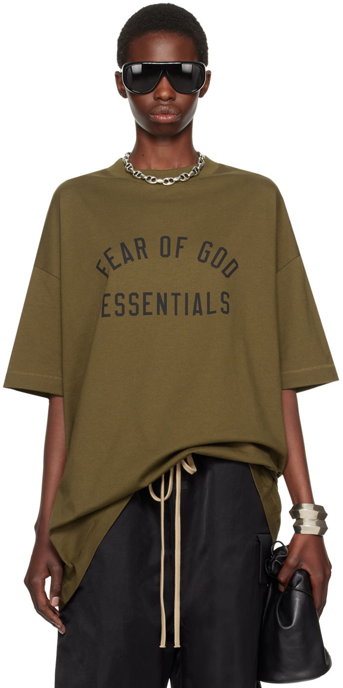 T-shirt Fear of God Fear of God Essentials Crewneck T-Shirt Grön | 125BT244194F
