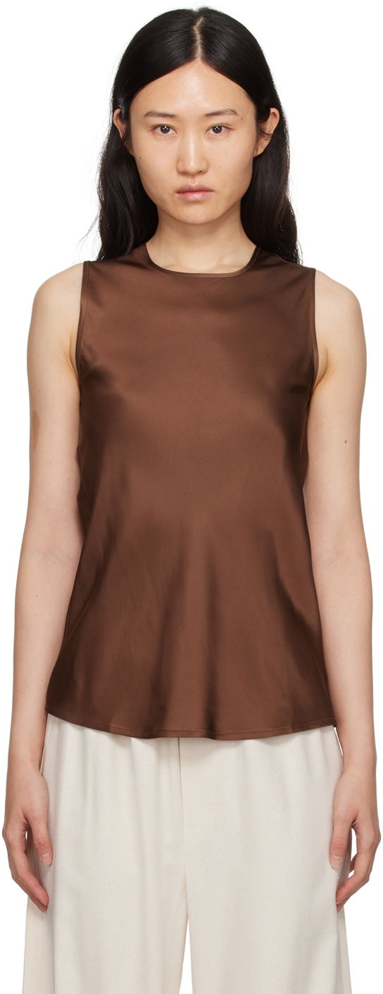 Linne Baserange Silk Tank Top Brun | TODYT-VI-SP24