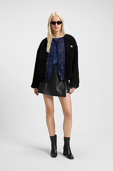Kjol BOSS Wrap-front Faux Leather Mini Skort Svart | 50542312, 1