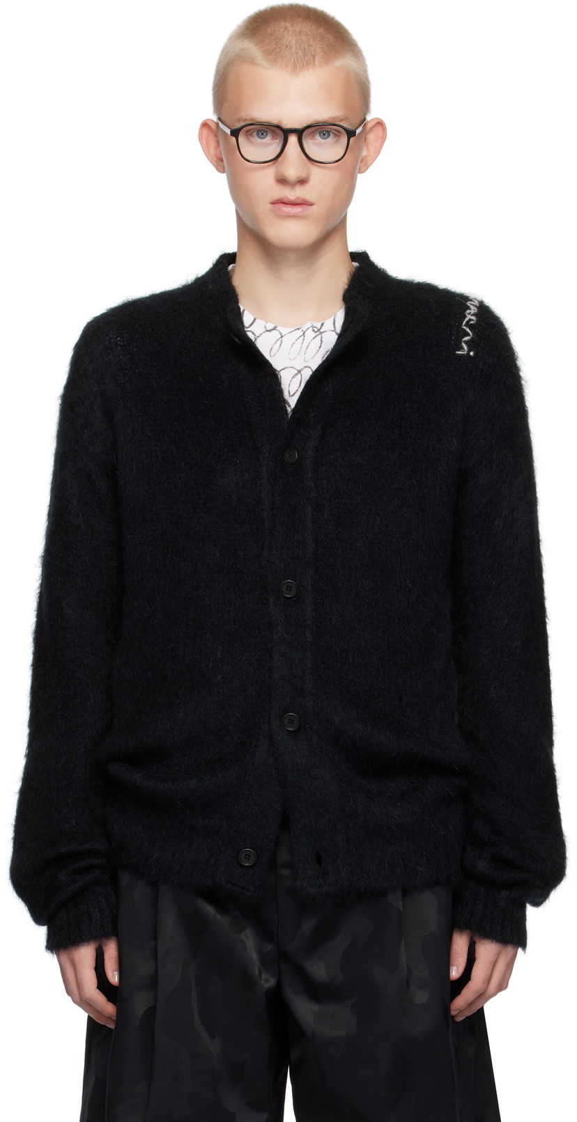 Sweater Marni Cardigan Fuzzy Svart | CDMG0150A0 UFU172