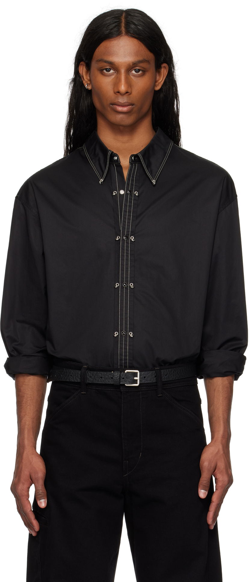 Skjorta LEMAIRE Lemaire Embellished Metal Shirt Svart | SH1147 LF1207