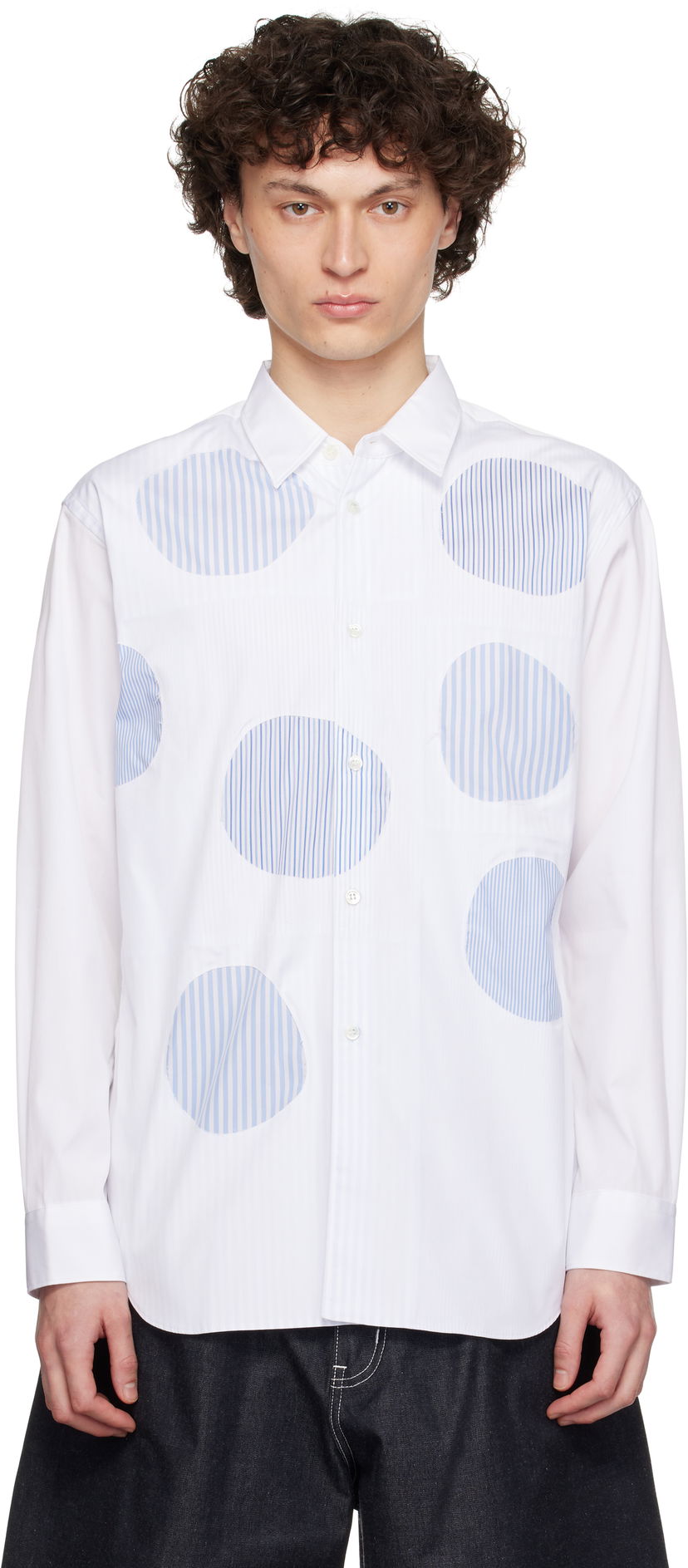 Skjorta Comme des Garçons Comme des Garçons Shirt Plain & Stripe Shirt Vit | FO-B015-S25