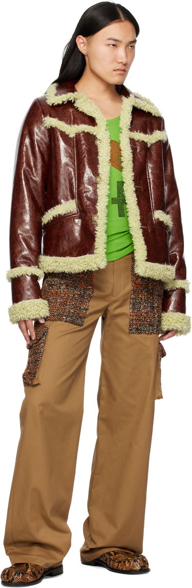 Jacka Anna Sui Anna Sui Runway Faux-Leather and Shearling Jacket Brun | M824A31, 3