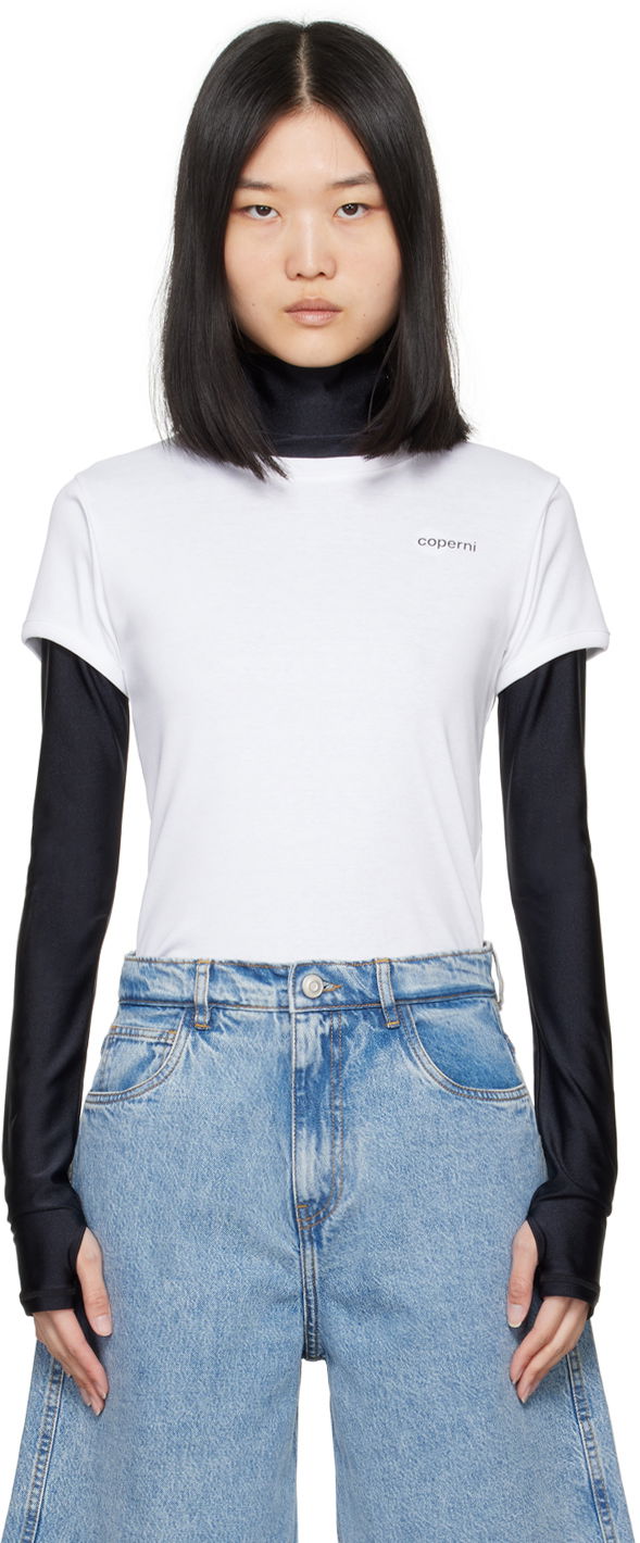 T-shirt Coperni Designer Second Skin Logo T-Shirt Vit | COPJS07F5012