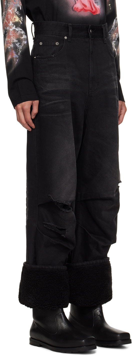Jeans We11done We11done Faded Shearling Cuff Jeans Svart | WD-DP3-23-315-M-BK, 1