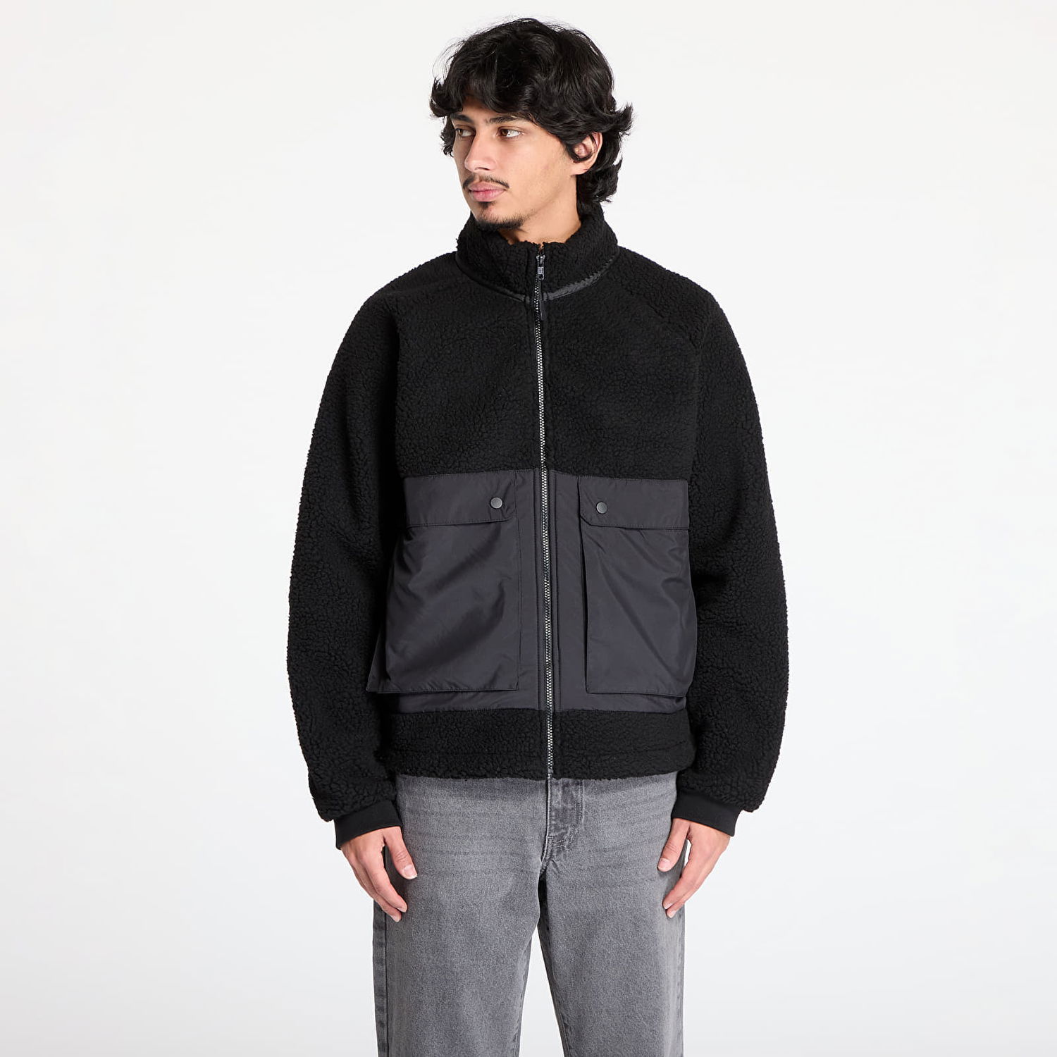 Parkas Urban Classics Short Raglan Sherpa Jacket Svart | TB6329-00825, 0