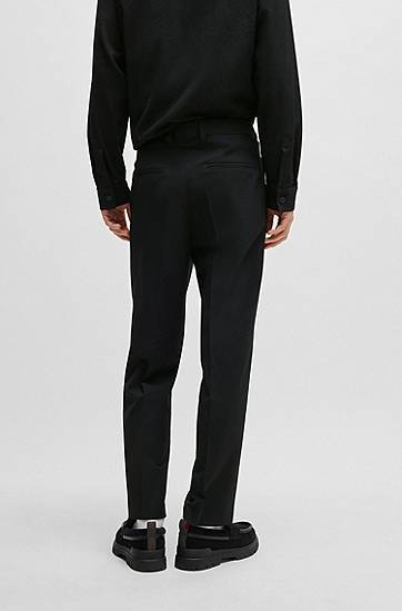 Byxor BOSS Slim-Fit Seersucker Trousers Svart | 50540189, 1