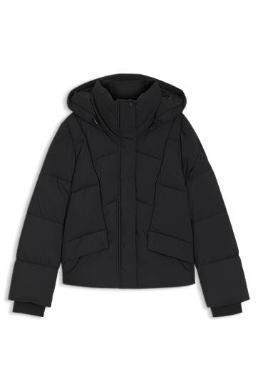 Pufferjacka BOSS Padded Hooded Jacket with Piped Details Svart | 50546845
