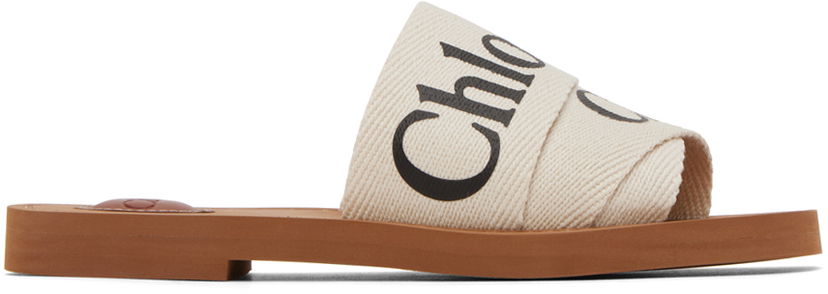 Sneakers och skor CHLOÉ Woody Flat Slide Sandals Beige | CHC22U188Z3