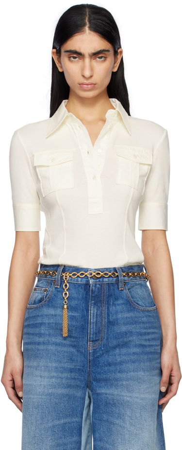 Polotröja CHLOÉ Chloé Short-Sleeve Utilitarian Polo Vit | CH25SJH13182, 0
