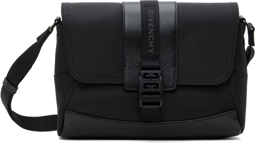 Axelväska Givenchy Technical Canvas and Leather Small G-Trail Messenger Bag Svart | BKU052K1X0001