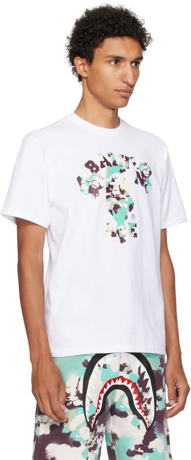 T-shirt BAPE A Bathing Ape Map Camo College Milo Tee Vit | 002TEL301007M, 1