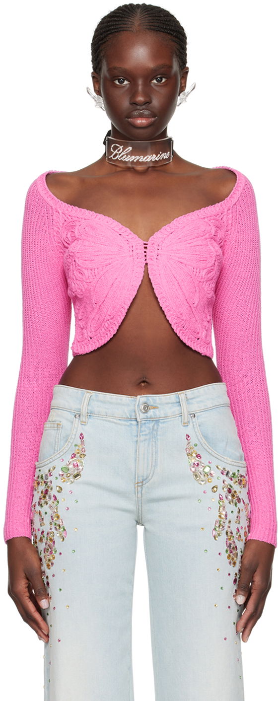 Crop top Blumarine Embroidered Cropped Cardigan Rosa | P422M450A