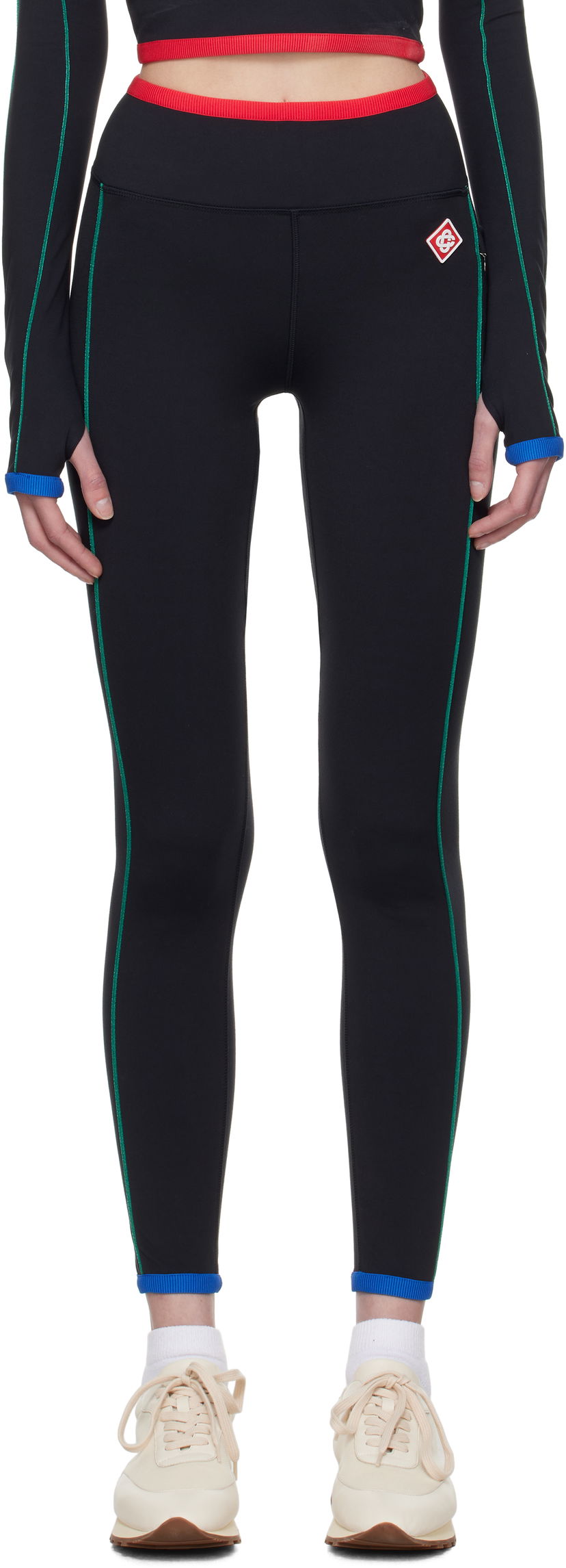 Damasker Casablanca Casablanca Contrast Trim Sport Leggings Svart | WPS25-ACT-028-01