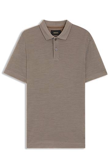 Polotröja BOSS BOSS Silk-Blend Polo Shirt Beige | 50553161, 0