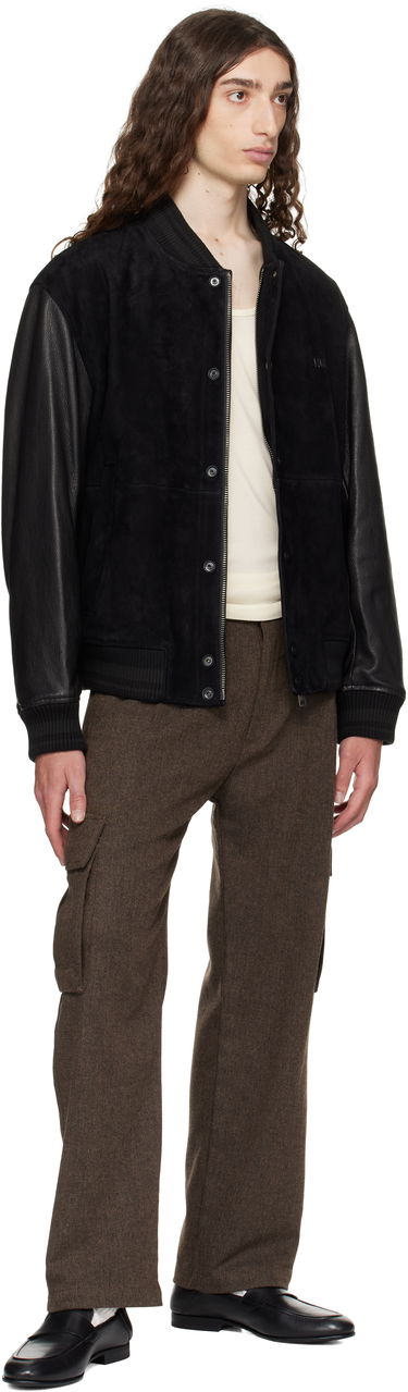 Bomberjacka BOSS Hugo Embossed-Logo Suede & Leather Bomber Jacket Svart | 50541881, 3