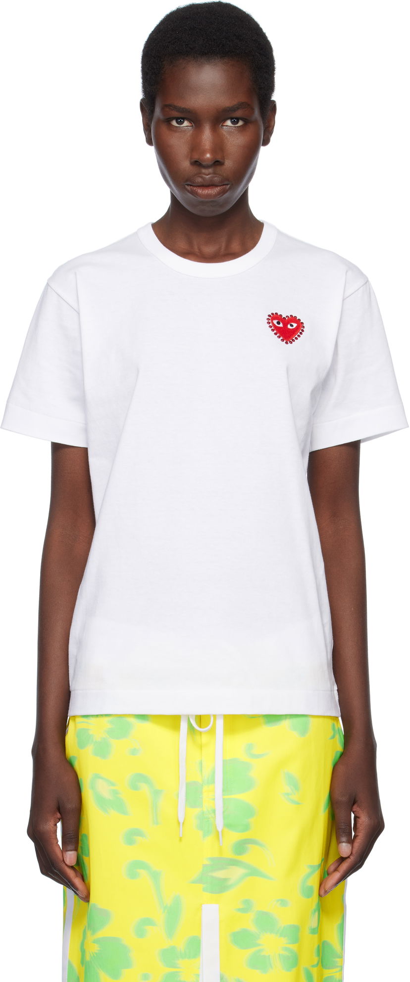 T-shirt Comme des Garçons CDG Play Rhinestone Heart T-Shirt Vit | AX-T801-051