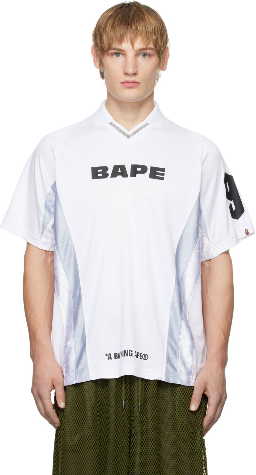 Jersey BAPE Multi Logo Soccer Jersey T-Shirt Vit | 001CSK801308M