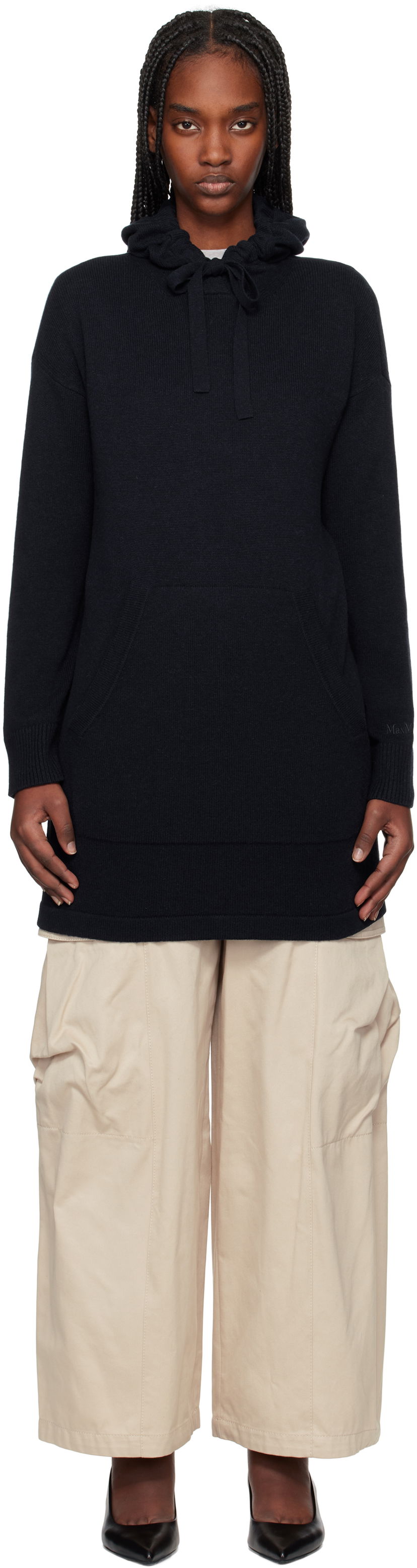 Sweatshirt Max Mara Max Mara Fiaba Hoodie Dress Mörkblå | 2519321011600