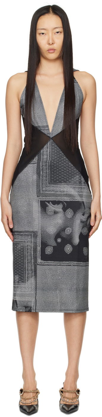 Klä Miaou Miaou Joan Print Midi Dress Grå | 5042VISSCI
