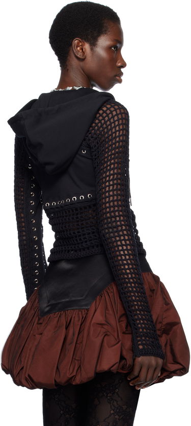 Sweatshirt Chopova Lowena Chopova Lowena Tumble Crocheted Panel Hoodie Svart | 5230, 2