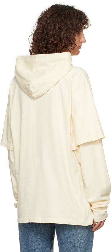 Sweatshirt We11done We11done Layered Teddy Bear Hoodie Beige | WD-TH3-24-844-U-BG, 2