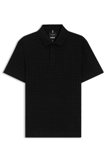 Polotröja BOSS Porsche x BOSS Houndstooth-Jacquard Mercerized Cotton Polo Shirt Svart | 50543666
