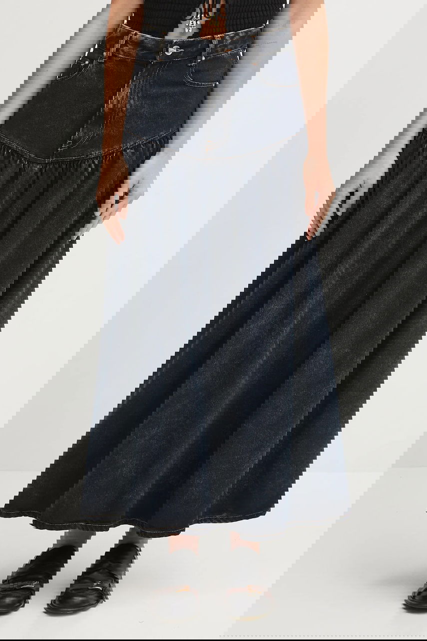 Kjol GANNI GANNI A-Line Maxi Denim Skirt Blå | J1759, 0