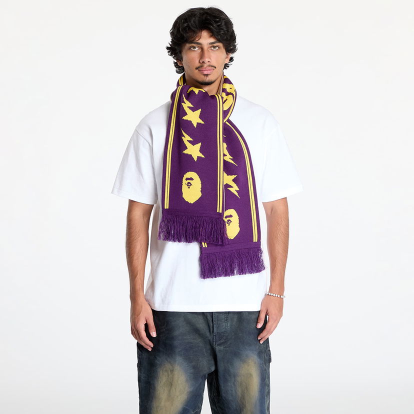 Halsduk BAPE Jacquard Bape Logo Long Scarf Purpur | 001GDK801011M PUR