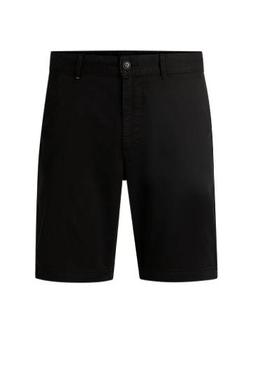 Shorts BOSS Slim-Fit Stretch Cotton Twill Shorts Svart | 50536723