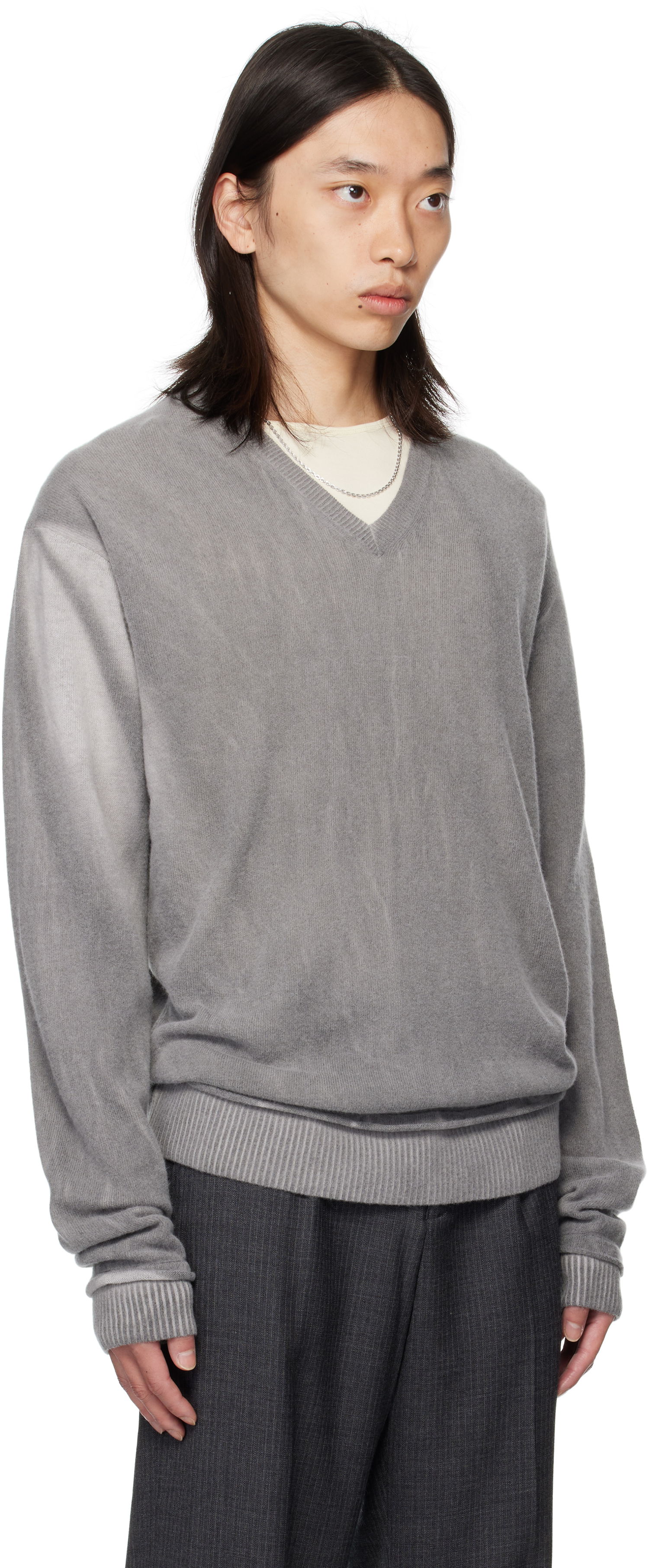 Sweater OUR LEGACY Our Legacy Parallel V-Neck Sweater Grå | M4253PGS, 1