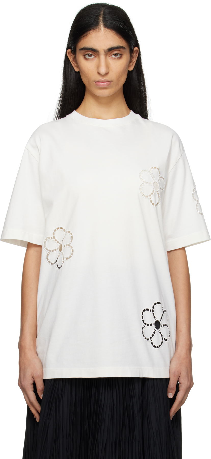 T-shirt MSGM Floral T-Shirt Vit | 3841MDM128 257091
