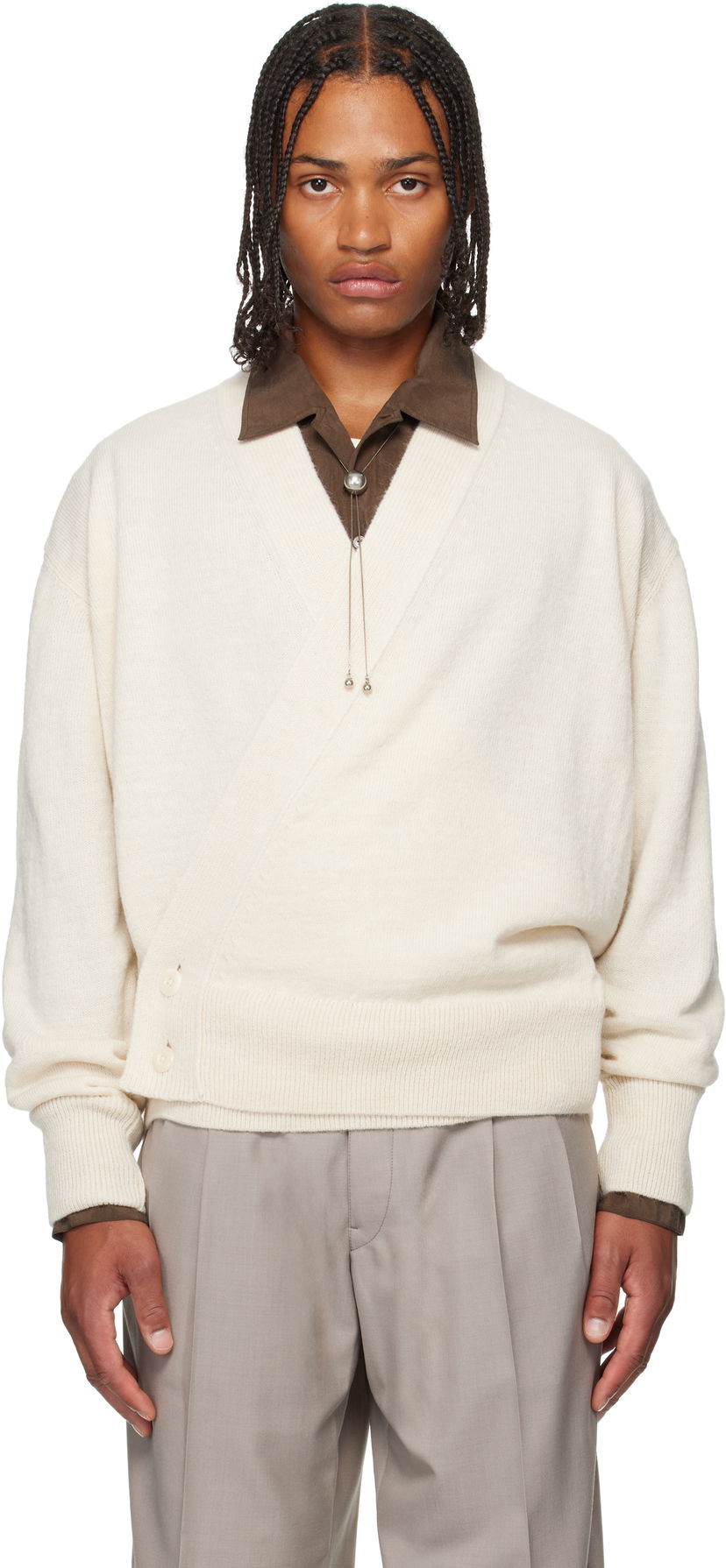 Sweater LEMAIRE Lemaire Wrap Cardigan Vit | TO1476 LK1028