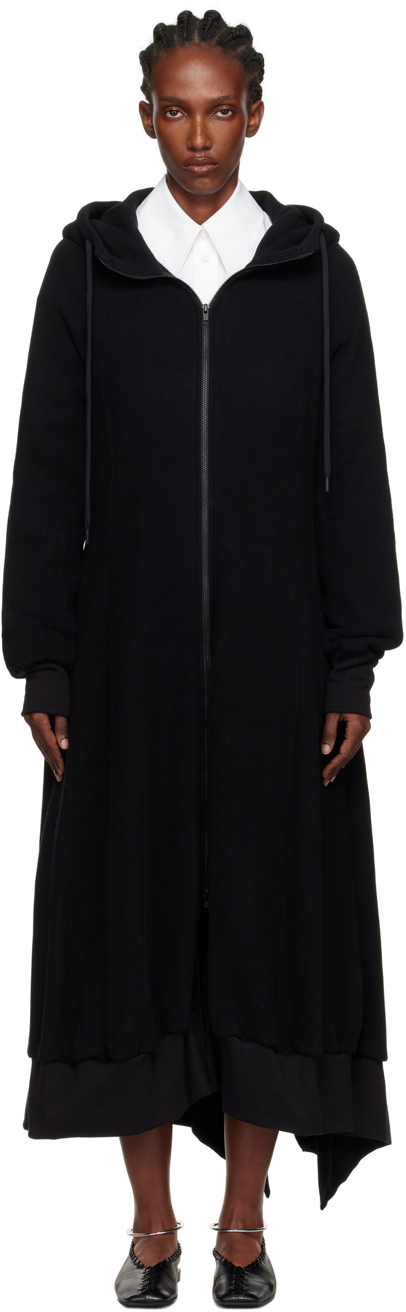 Klä Yohji Yamamoto YOHJI YAMAMOTO Hooded Track Maxi Dress Svart | FM-D51-002